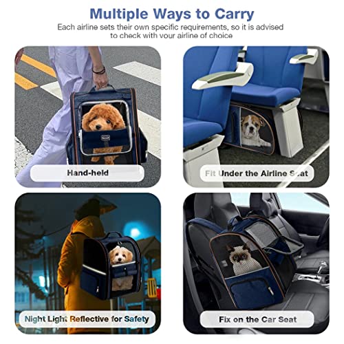 Extra Large Cat Backpack Carrier Expandable Pet Carrier Backpack for Small Dogs Medium Cats Fit Up to 18 Lbs, Dog Backpack Carrier, Foldable Puppy Backpack Carrier for Travel, Hiking,Blue - color: Blue