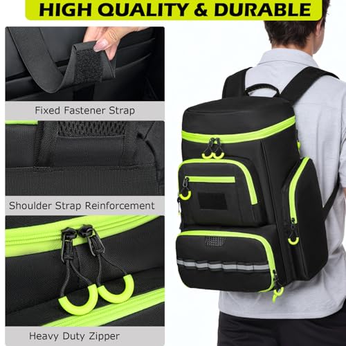 HAMBOLY Premium Pickleball Bag for Men & Women — Large Pickleball Backpack with Padded Paddle Pocket & Shoe Compartment, Tournament Ready with Insulated Cooler & Fence Hook - color: Black + Green