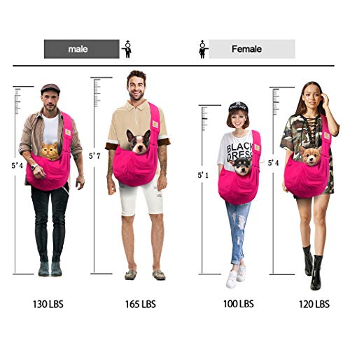 TOMKAS Dog Sling Carrier for Small Dogs Puppy Carrier for Small Dogs (Rose red, Adjustable Strap for 3-10 lbs & Zipper Pocket) - color: Rosered