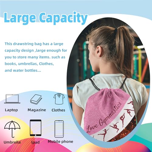 Gymnastics Drawstring Bag and Backpack - Pink, 1Pcs - color: Pink