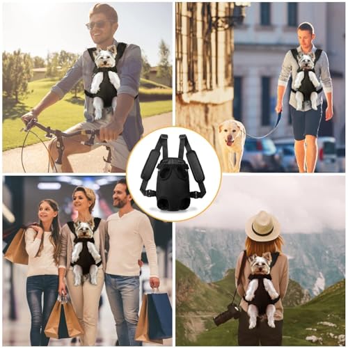 YUDODO Pet Dog Carrier Backpack Adjustable Dog Front Carrier, Legs Out Easy-Fit Dog Travel Backpack Carrier for Hiking Camping for Small Medium Dogs Cats and Rabbit (Small (Pack of 1), A-Black) - color: A-Black