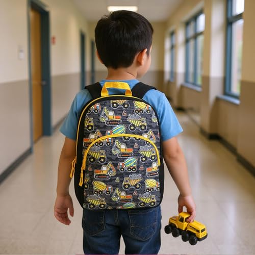 Trail maker 15 Inch Kids Backpacks for Boys & Girls | Preschool, Kindergarten, Elementary School Backpacks with Adjustable, Padded Straps (Tough Trucks) - color: Tough Trucks