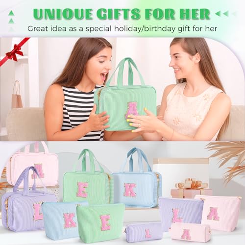 Gifts for Teen Girls Women - Personalized Toiletry Bag Initial Makeup Bag | Travel Cosmetic Bag | 8 9 10 11 12 13 14 15 16 Years Old Girl Gift Trendy Stuff - Green B - color: Green, style: B