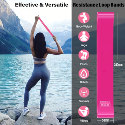 FTTYONE Set of 5 Resistance Bands for Working Out, Different Levels Elastic Band for Home Gym Long Exercise Workout, with Carrying Bag