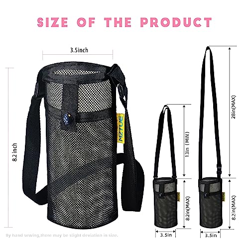 Water Bottle Holder with Strap, Premium Water Bottle Carrier with Strap Easy Clean, Light Water Bottle Carrier Bag, Water Bottle Holder with Pocket for Hiking, Walking, Travel - color: pink & black