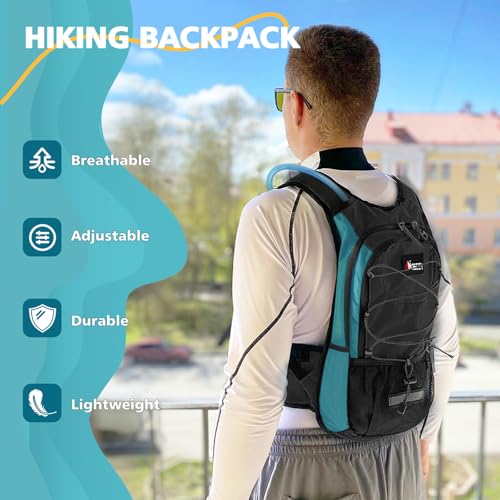 Hydration Pack, Insulated Hydration Backpack with 2L Hydration Bladder, Hiking Backpack for Men Women Kids, Water Backpack for Hiking, Running, Cycling, Camping - color: Black Emerald