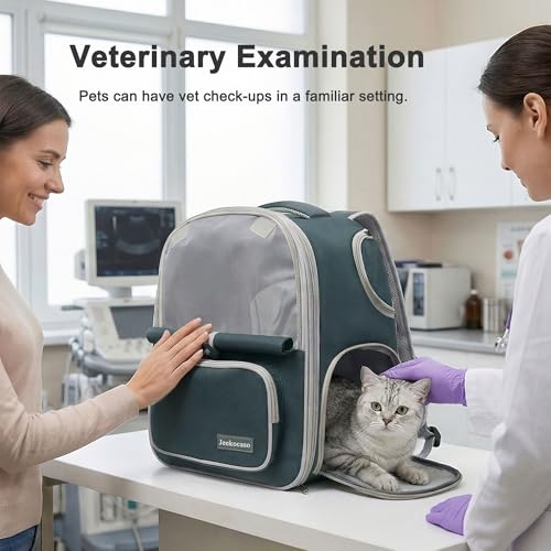 Cat Backpack Carrier Expandable,Pet Travel Backpack for Cats and Small Dogs, 1200D Waterproof Ventilated Mesh with Lockable Zippers, Foldable for Hiking Camping Vet, Up to 18 Lbs,(Green) - color: Green