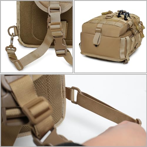 Tactical Sling Bag Backpack Military Rover Shoulder Sling Pack EDC Molle Assault Range Bag Crossbody Chest Pack (Coyote) - color: Coyote
