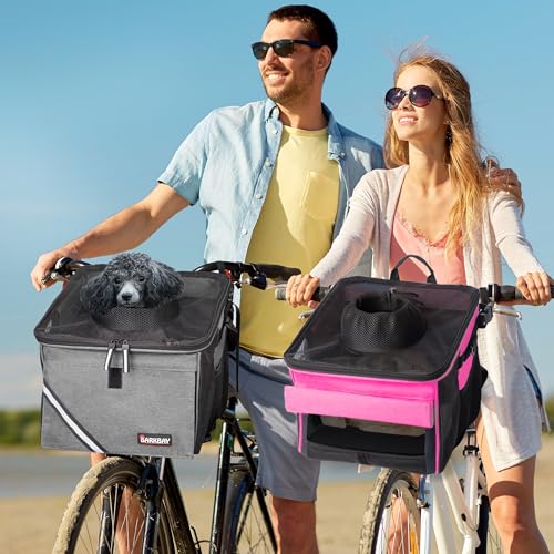 Pet Carrier Bicycle Basket Bag Pet Carrier/Booster Backpack for Dogs and Cats with Big Side Pockets,Comfy & Padded Shoulder Strap,Travel with Your Pet Safety(Titanium) - color: Titanium