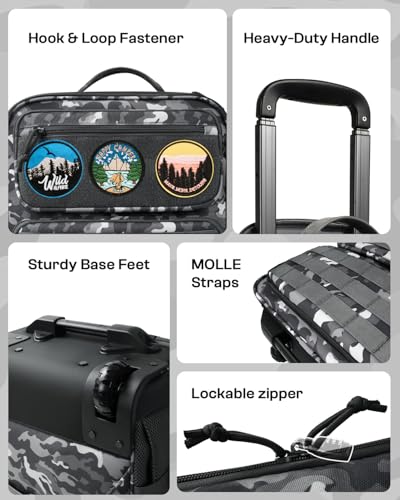 AUROTIER Rolling Tactical Laptop Backpack, Underseat Travel Backpack with Wheels, 16 Inch Wheeled Computer Backpack for Men and Women, Roller Overnight Molle Outdoor Hiking College Carry on Luggage - color: Black Camo