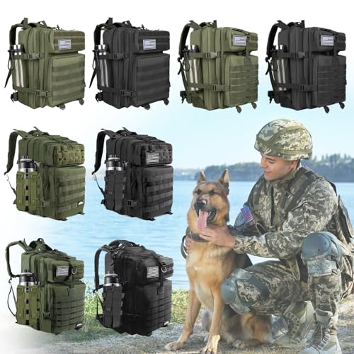 45L Military Tactical Backpacks For Men Camping Hiking Trekking Daypack With Removable Water Bottle Pouch Bug Out Bag Lage MOLLE 3 Day Assault Pack - Balck Army Pack - color: Black01
