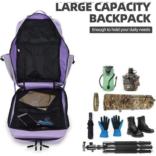 Lovelinks21 45L Tactical Assault Backpack 3 Day Assault Pack with MOLLE Waterproof Rucksack for Tactical Backpacks (Light Purple) - color: Light Purple