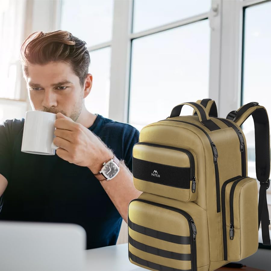 MATEIN Lunch Backpack for Men, 15.6 Inch Travel Laptop Backpack | Insulated Cooler Bag, Lunch box Rucksack, Extra Large Water Resistant College Work Computer Daypack, Gifts for Men - color: Brown