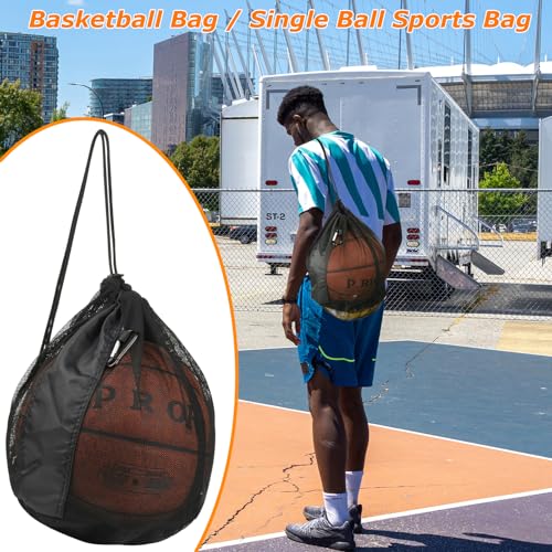 Cosmos Basketball Bag Basketball Backpack - Soccer Football Single Ball Storage Mesh Back Sack Crossbody Sling Sackpack for Volleyball Rugby Equipment, Sport Bag Organizer for Gym Pool Beach Travel