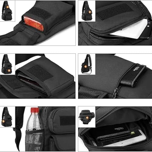 Sling Bag Crossbody Backpack for Men Women Travel Outdoor Camping (Black) - color: Black