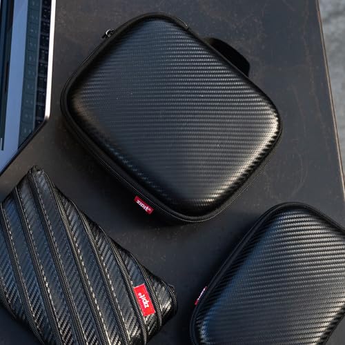 ZIPIT Carbon Electronic Organizer Case, Hard Shell EVA Travel Cable Organizer for Chargers, Cords & Tech Accessories, Black
