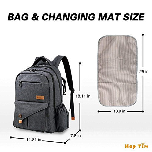 Hap Tim Multi-function Large Baby Diaper Bag Backpack with Stroller Straps, Insulated Bottle Pockets, Changing Pad (Dark Gray-5284) - color: Dark Gray