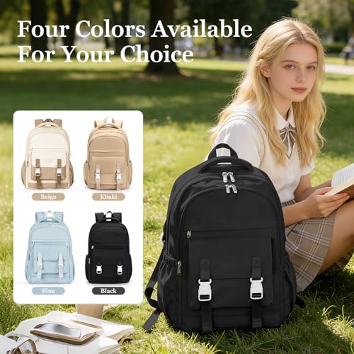 School Backpack For Women Men College Backpack With Lots Of Pockets Cute BookBag Casual Daypack Backpacks For Teens Girls Boys Waterproof(Black) - color: D1-black