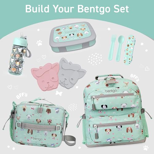 Bentgo Kids Water Bottle - Leak-Proof, Durable Tritan PFAS- & BPA-Free 15 fl oz, Kids/Toddlers Ages 3+ for School & Sports; Bite & Sip Spout, Carrying Handle, Dishwasher Safe (Puppy Love) - color: Puppy Love