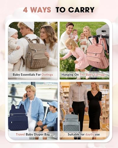 Baby Diaper Bag, Multi-Function Baby Bag for Mom Dad, Diaper Backpack with Changing Pad Stylish Pañaleras para Bebe Stroller Straps, Newborn Baby Essentials Must Haves for Women Navy blue