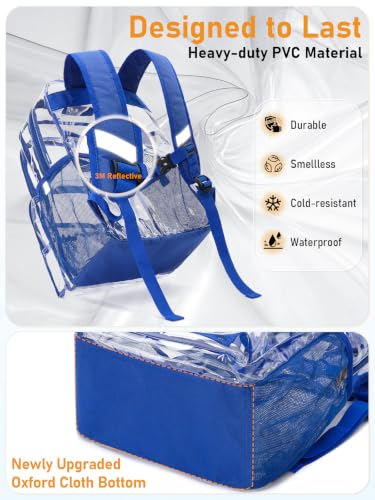 Double-Layer Clear Backpacks 17 Inch Large Clear School Book Bag - color: Blue