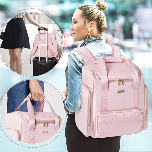 Large Makeup Backpack with 3 Clear Makeup Bags, Double Layers Professional Makeup Travel Case with Brushes Storage Section for Makeup Artists - color: Pink