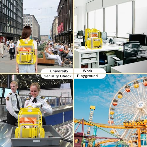 Clear Backpack Heavy Duty Large Transparent Backpack with Reinforced Bottom Multi-pockets for College, Travel, Workplace Security - Yellow - color: Yellow