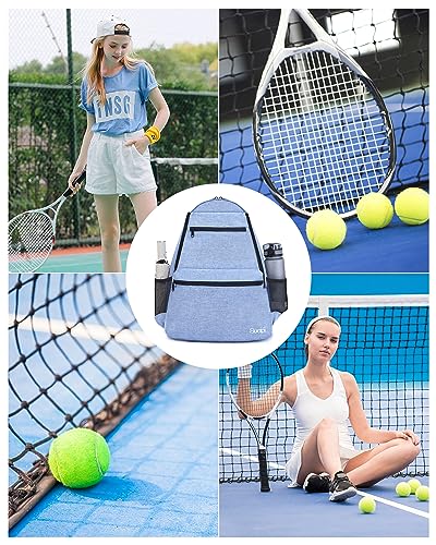 Sucipi Tennis Bag Professional Tennis Backpack for Men and Women Racket Bags Holds 2 Rackets with Ventilated Shoe Compartment - color: Blue with Shoes Compartment