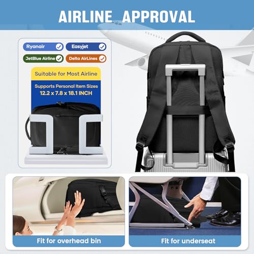 Travel Backpack with 2 Pack Vacuum Bags and Hand Pump, Personal item Backpacks Vacuum Storage Bags for Women Men, Travel Essentials Space Saving Compression Bag for Backpack,Luggage,Suitcase, Black - color: Black-with 2 Vacuum Bags and Pump