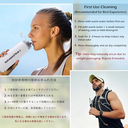 TRIWONDER TPU Collapsible Flask BPA-Free Soft Folding Water Bottles for Hydration Pack - Ideal for Running Hiking Cycling Climbing (500ml/16.9oz - White - Pack of 2) - color: 500ml/16.9oz - Y - White - Pack of 2