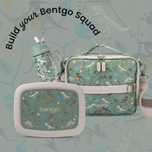 Bentgo Kids Lunch Bag - Durable, Double-Insulated Lunch Bag for Kids 3+; Holds Lunch Box, Water Bottle, & Snacks; Easy-Clean Water-Resistant Fabric & Multiple Zippered Pockets (Dino Fossils) - color: Dino Fossils