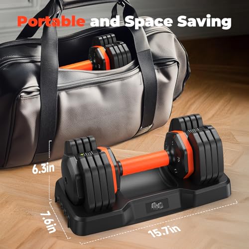 FLYBIRD Adjustable Dumbbell Set of 2, 110LB/50LB Weights Dumbbell Set for Home Gym Exercise & Fitness, Fast Change Weights with Anti-Slip Handle, Multiweight Options for Full Body Workout - color: 25LBS Pair(Total 50LBS)