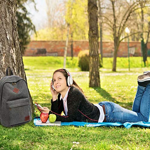 Canvas Laptop Backpack, Durable Rucksack, Travel Bag Fits 15.6 Inch Notebook for Men Women Factory Directly(Gray) - color: Gray