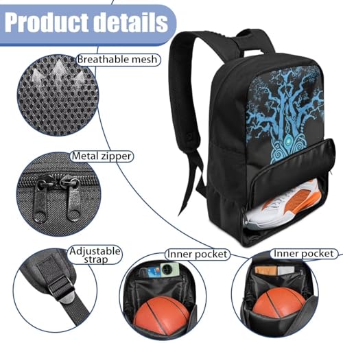 Basketball Backpack With Separate Ball Compartment And Shoes Fit Basketball Volleyball Football - color: Viking style Tree