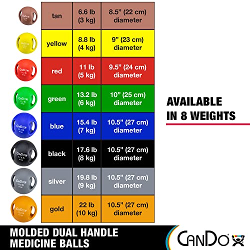 CanDo Molded Dual-Handle Medicine Ball for Strength Training, Core Workouts, Warmups, Cardio, and Plyometrics with Handles for Home and Clinic Use - style: g) 19.8 lb