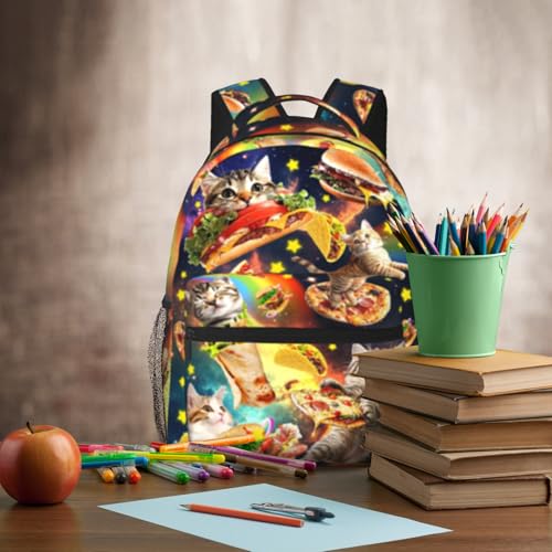 Funny Taco Cats School Backpack For Kids Galaxy Pizza Cat Backpack For Boys Girls Children Elementary Middle School Bookbag Ages 6-18 Back Pack - color: Taco Cats