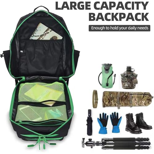 Lovelinks21 45L Tactical Assault Backpack - 3 Day Assault Pack with MOLLE Waterproof Rucksack (Back Green) - color: Back Green
