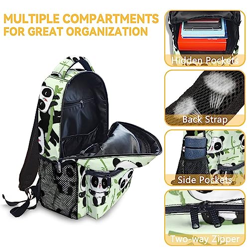 Panda Backpack for Girls Boys, 16 Inch Panda Theme Bookbag with Adjustable Straps, Durable, Lightweight, School Bag with Large Capacity - color: Panda3