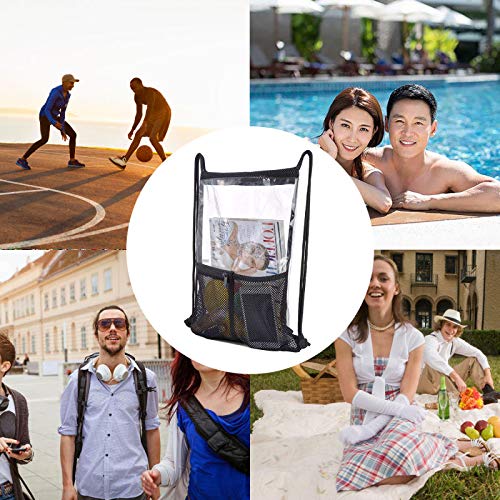 BORMELUN Clear Drawstring Backpack - Stadium Approved String Cinch Bag for Gym, Concerts, Clear Bag with Adjustable Straps Transparent