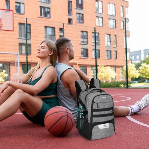 Soccer Backpack for Men and Women,Sports Bag with Ball Compartment,Gym Backpack with Shoe Compartment - color: Grey