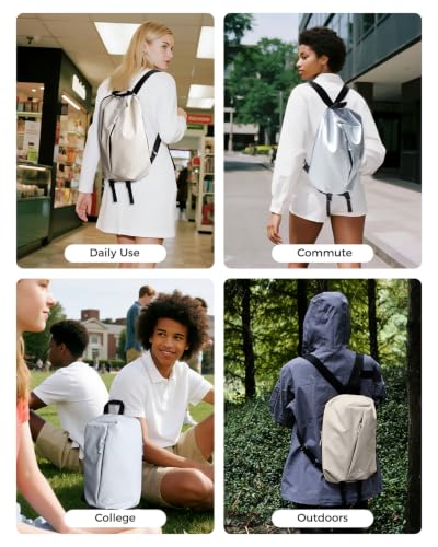 pack all 12L Water-Resistant Backpack, Lightweight Compact Daypack - color: Light Beige