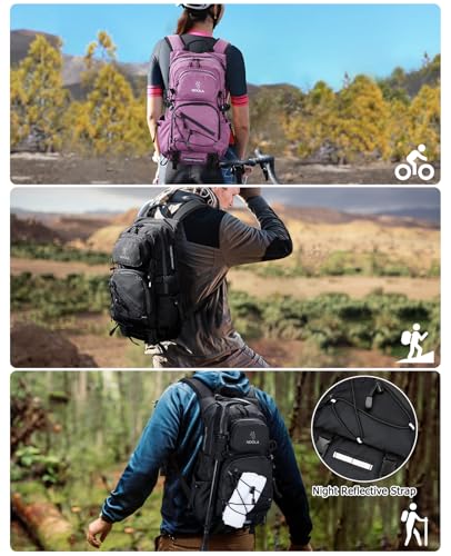 NOOLA Hydration Backpack with 3L Water Bladder - 22L Water Backpack for Hiking, Cycling, Running, Biking - Lightweight Hiking Pack Bag with Rain Cover, Phone Holder and Trekking Pole Holders, Black - color: Black, size: 22 Liters