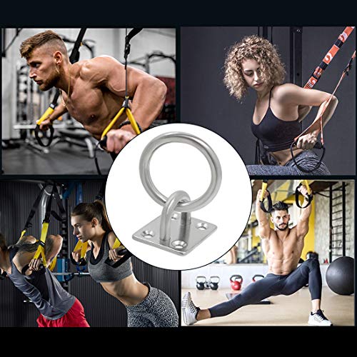 4Pcs M5 Rectangle Pad Eye Plate with Ring Hook, Ceiling Hooks Wall Mount Bracket, Heavy Duty Stainless Steel Anchor Mount for Yoga Swings Hammocks/Boat Rigging/Suspension Training Straps - size: M5 (Rectangle Pad Eye)