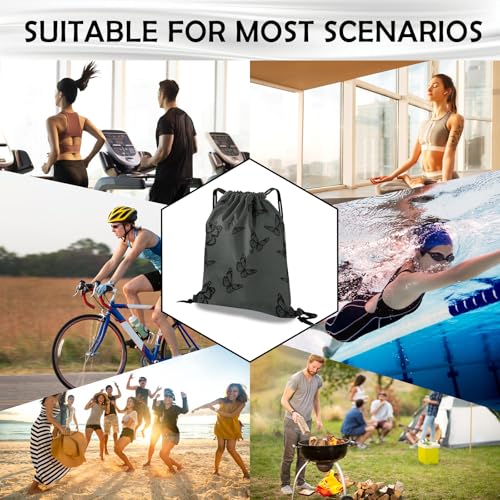 Drawstring Backpack Draw String Bag Waterproof for Sports Gym Beach Travel Cute Aesthetic Sackpack Men Women (13"×17")-Butterfly - color: S-18-butterfly