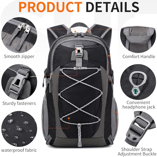 40L Hiking Backpack Lightweight Daypack Waterproof Travel Camping Backpack for Men Women Sport Packable - color: A9-black
