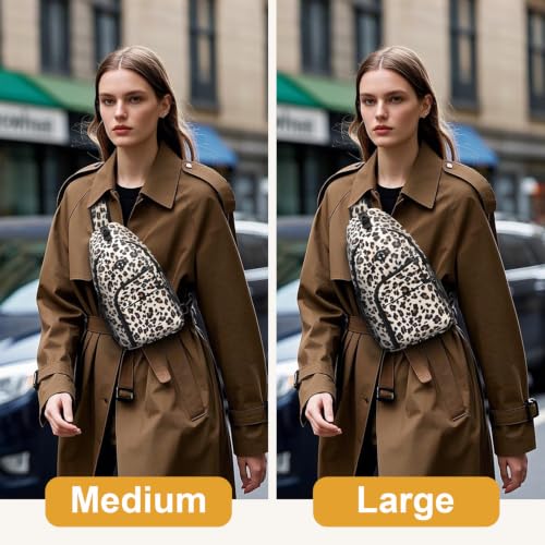 Pritent Crossbody Bags for Women Men Sling Bag Backpack Shoulder Bag - color: Leopard, size: Medium
