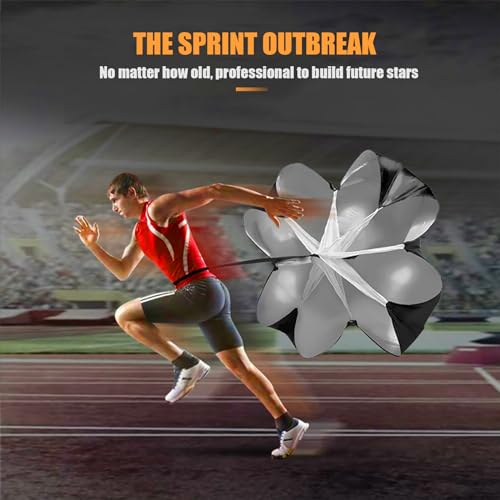 Running Parachute for Speed Training, 56 inch Resistance Parachute for Athletes, Sprinting & Football Training Equipment with Adjustable Waist Belt, Drag Chute to Improve Velocity & Explosive Power - color: Black-Buckle