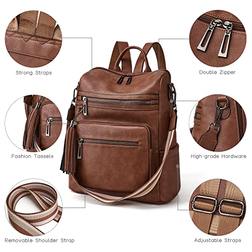 Shrrie Backpack Purse for Women Leather Backpack Fashion Designer Travel Backpack Convertible Shoulder Bag - color: 1-3 Oil Wax Brown
