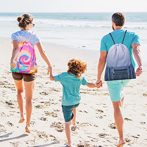 Mesh Drawstring Bag with Zipper Pocket, Beach Bag for Swimming Gear Backpack Gym Storage Bag for Adult Kids (Tie Dye) - color: Tie Dye