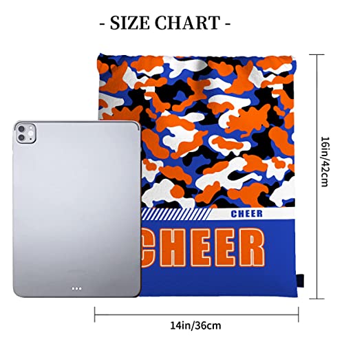 Drawstring Backpack Waterproof Gym Drawstring Bags Sports String Bag Camo Sackpack-Royal Blue Cheer Drawstring Bag - color: Cheer Drawstring Bags-camo Royal Blue